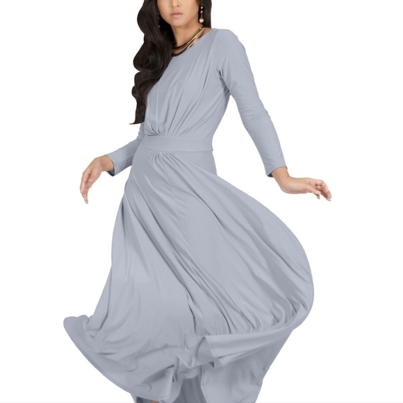 Koh Koh Rose pink knit long maxi bridesmaid dress Rose knit gown sz M - Picture 4 of 12